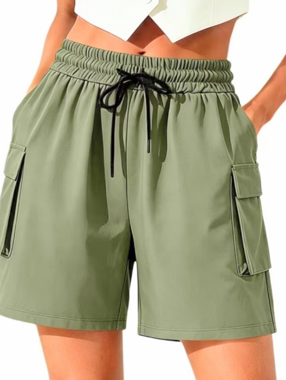Love 2XL Green Cargo Pocket Shorts Drawstring NWT Plus Size Womens
